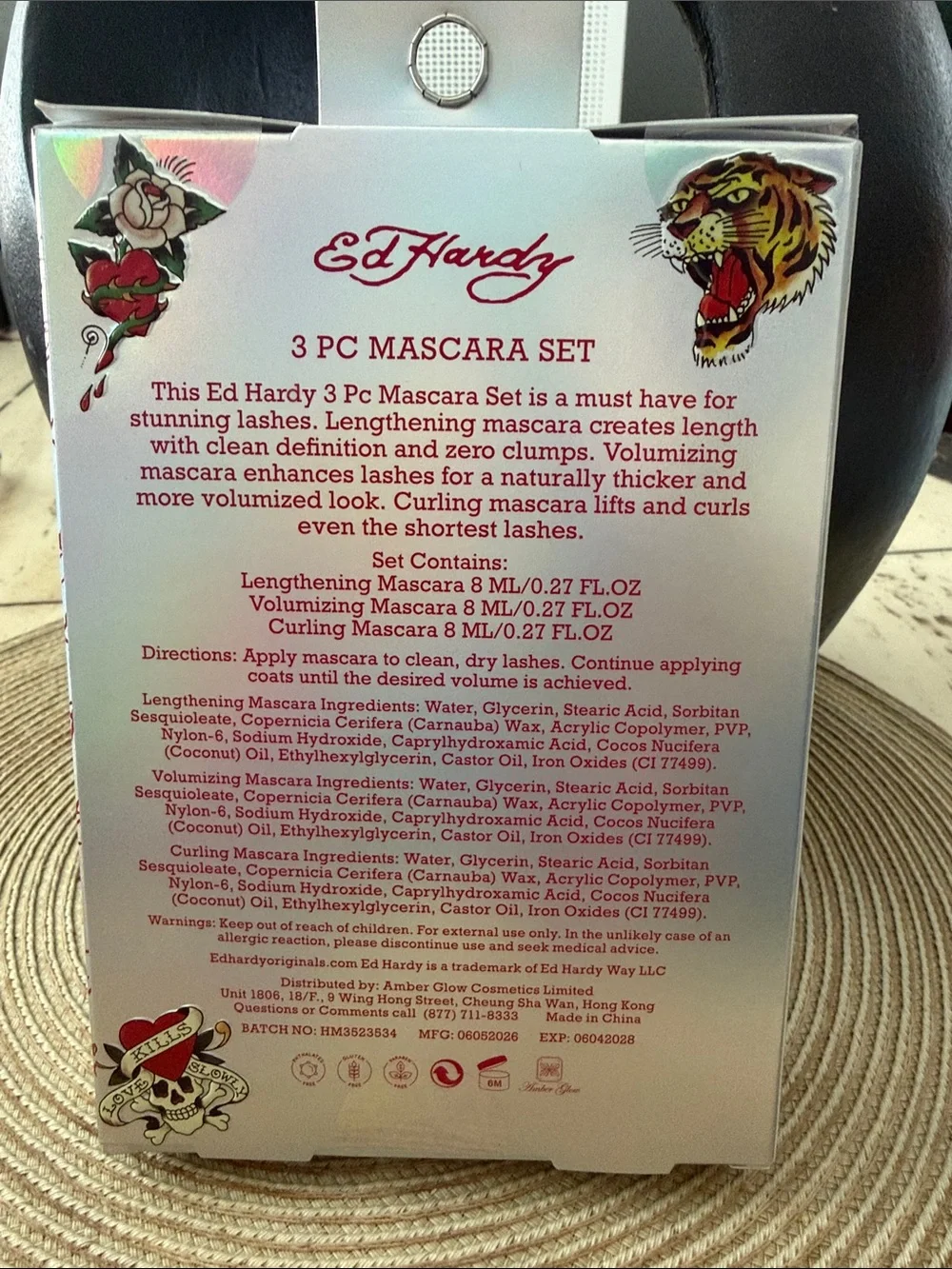 Ed Hardy Mascara Trio in Silver, Red, and Black